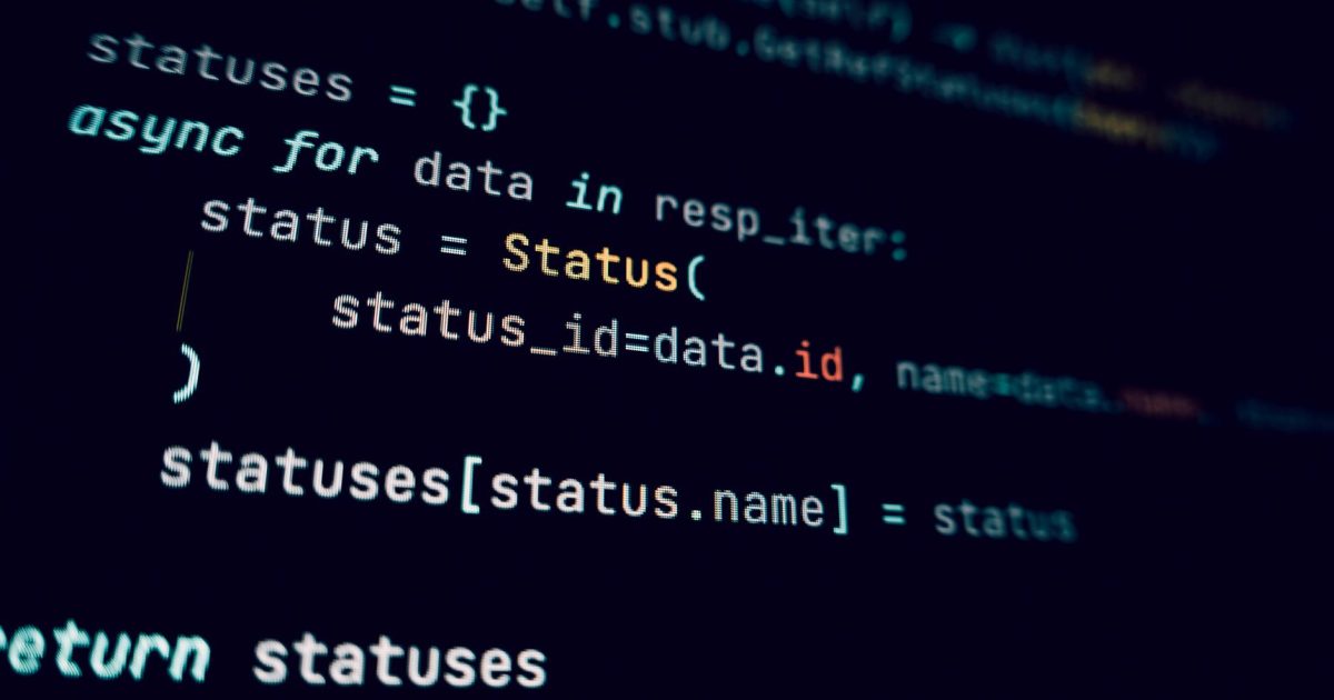 Detailed view of programming code in a dark theme on a computer screen.